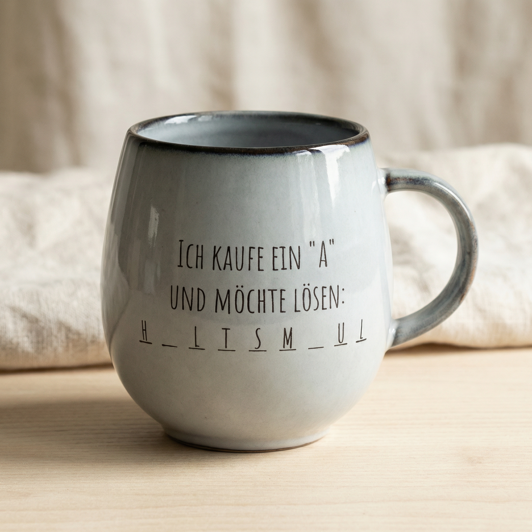 Statement-Tasse „Ich kaufe ein A – H_A_LTSMAUL“ | Lustige Keramiktasse mit Wortspiel