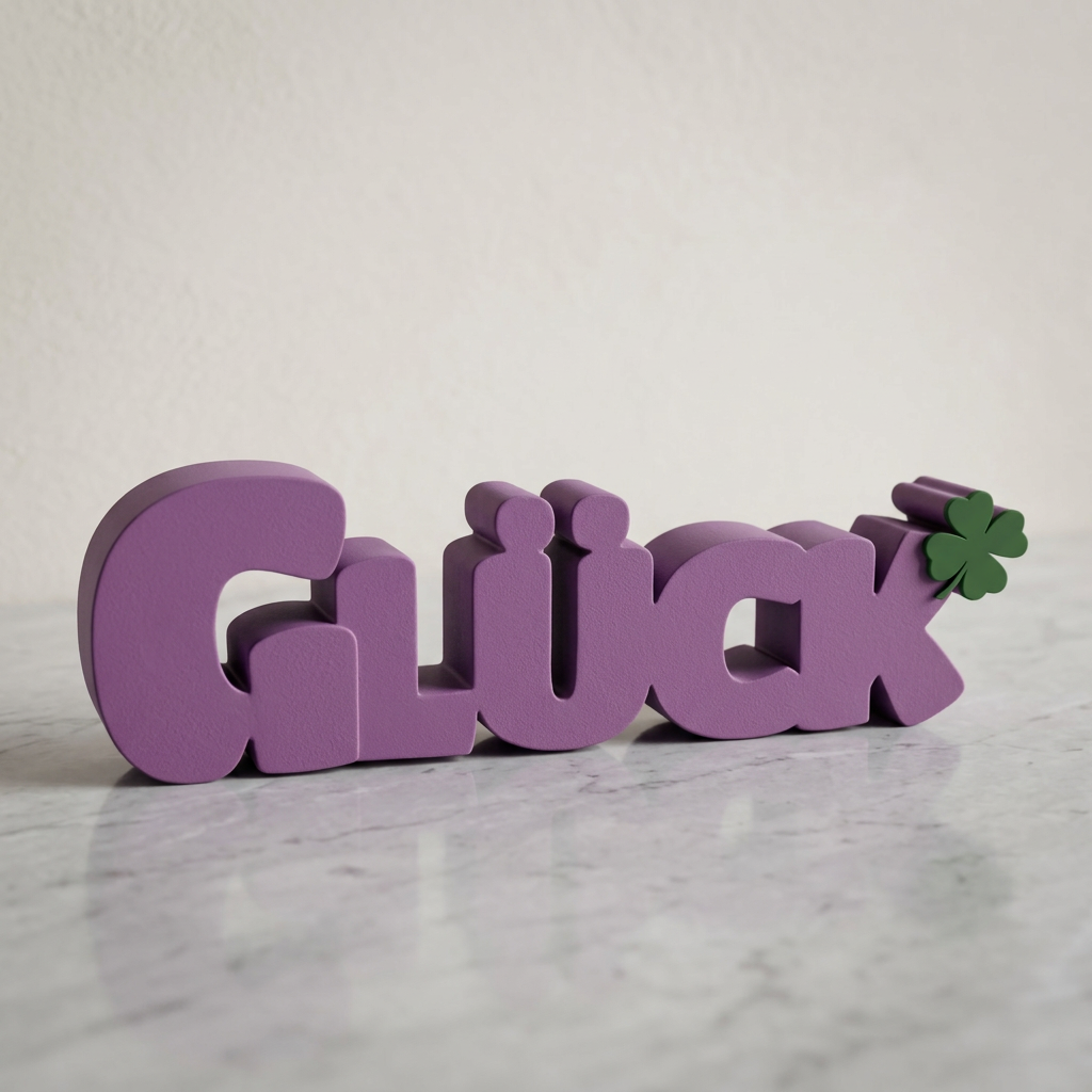 Glück – Stilvoller Deko-Schriftzug mit Kleeblatt