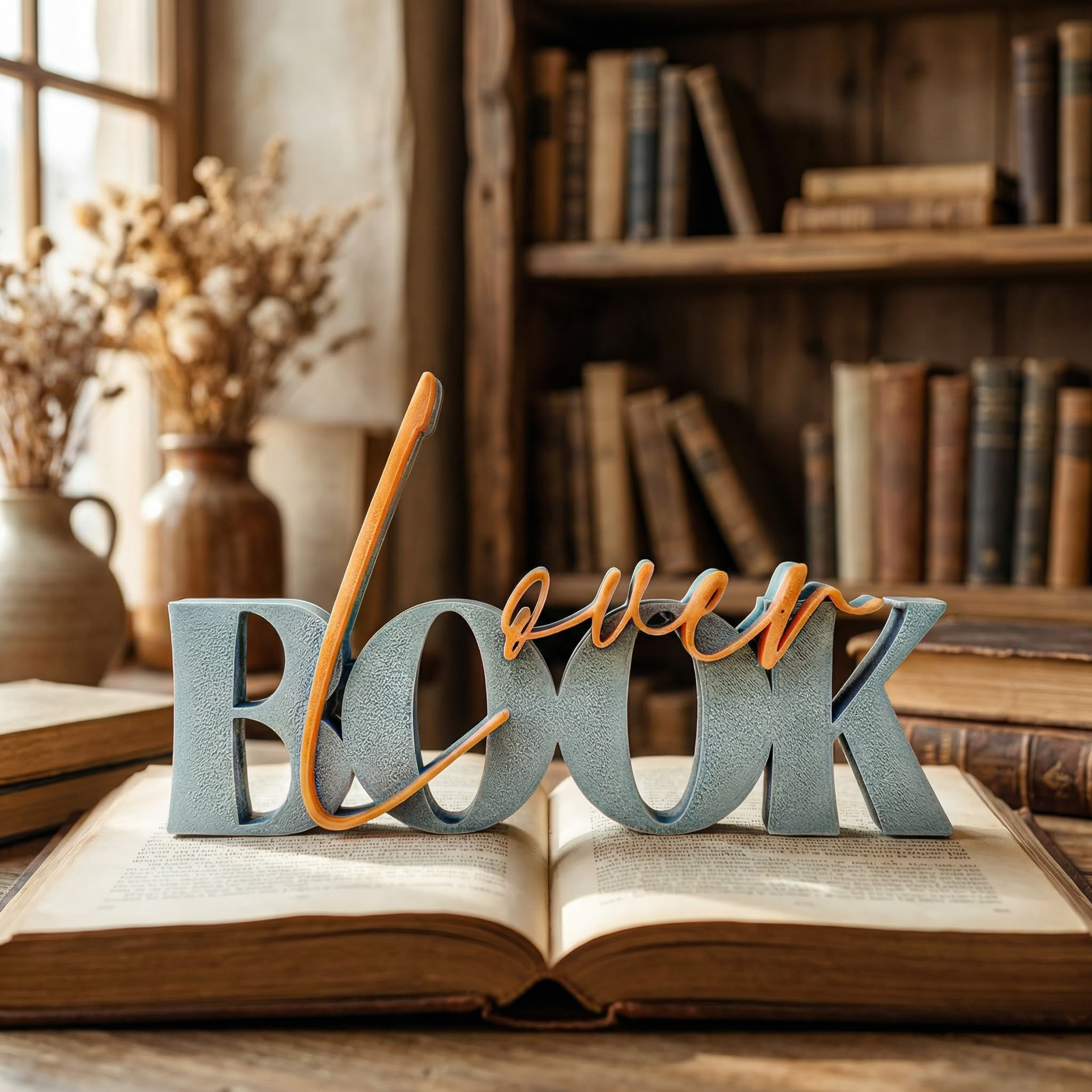 Book Lover – dekorativer Schriftzug für echte Bücherliebhaber