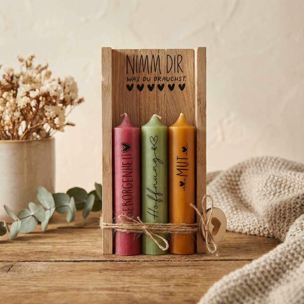 Kerzen-Geschenkset „Nimm dir, was du brauchst“