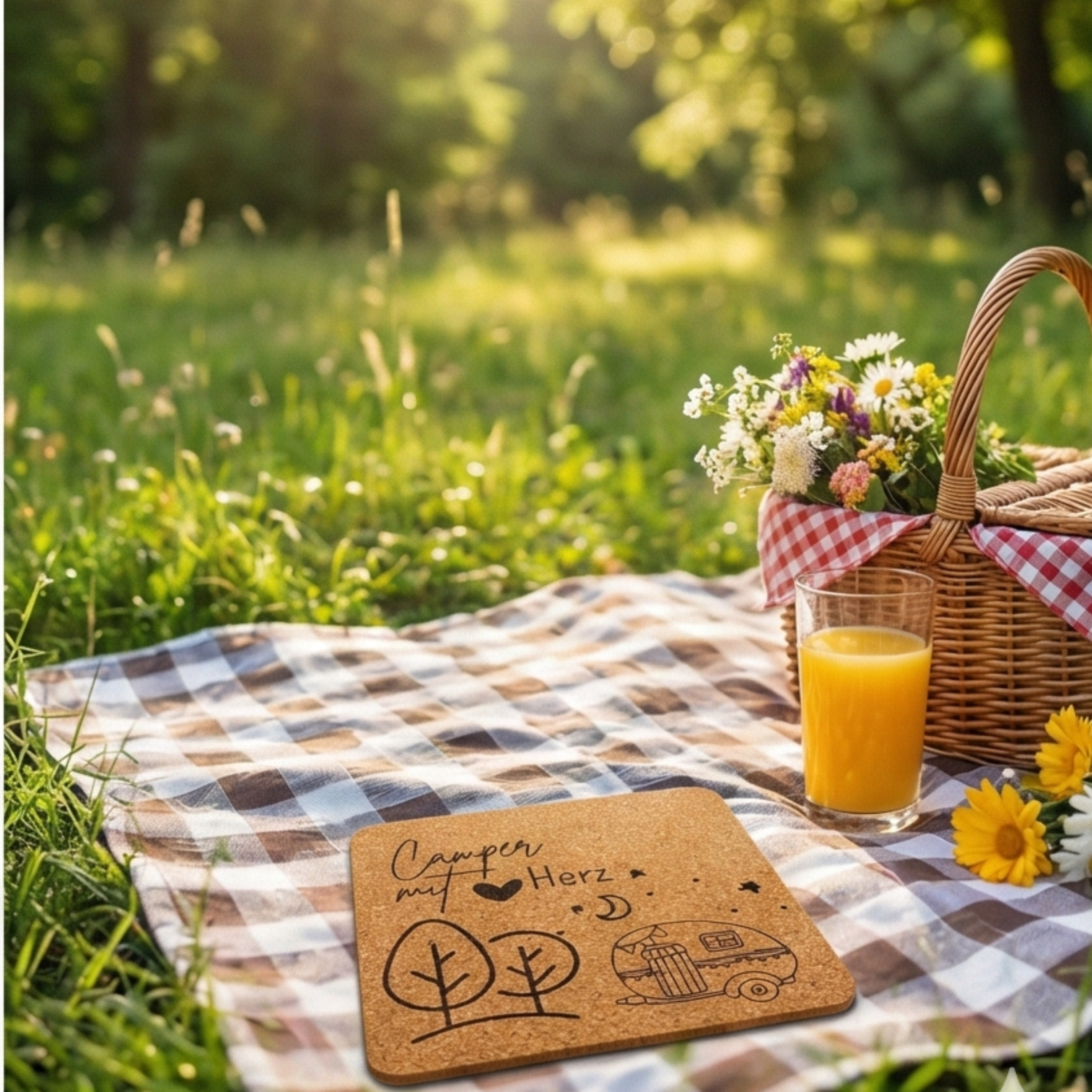 Camper mit Herz - Kork-Untersetzer – natürlich & stilvoll
