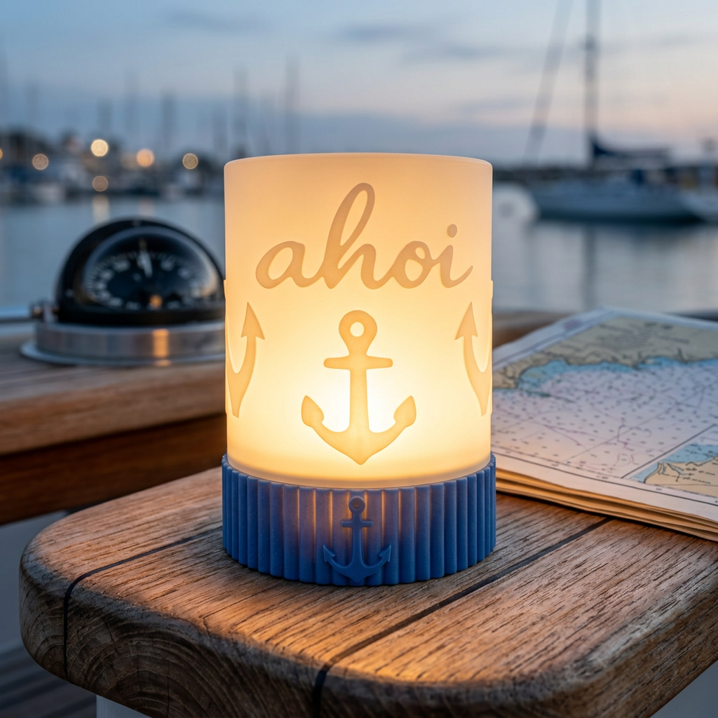 Windlicht „Ahoi“ – Maritimes Deko Licht mit Anker