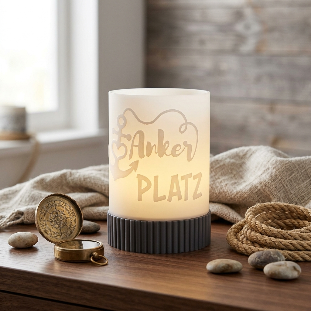 Windlicht „Ankerplatz“ – Maritimes Deko Licht mit Herz