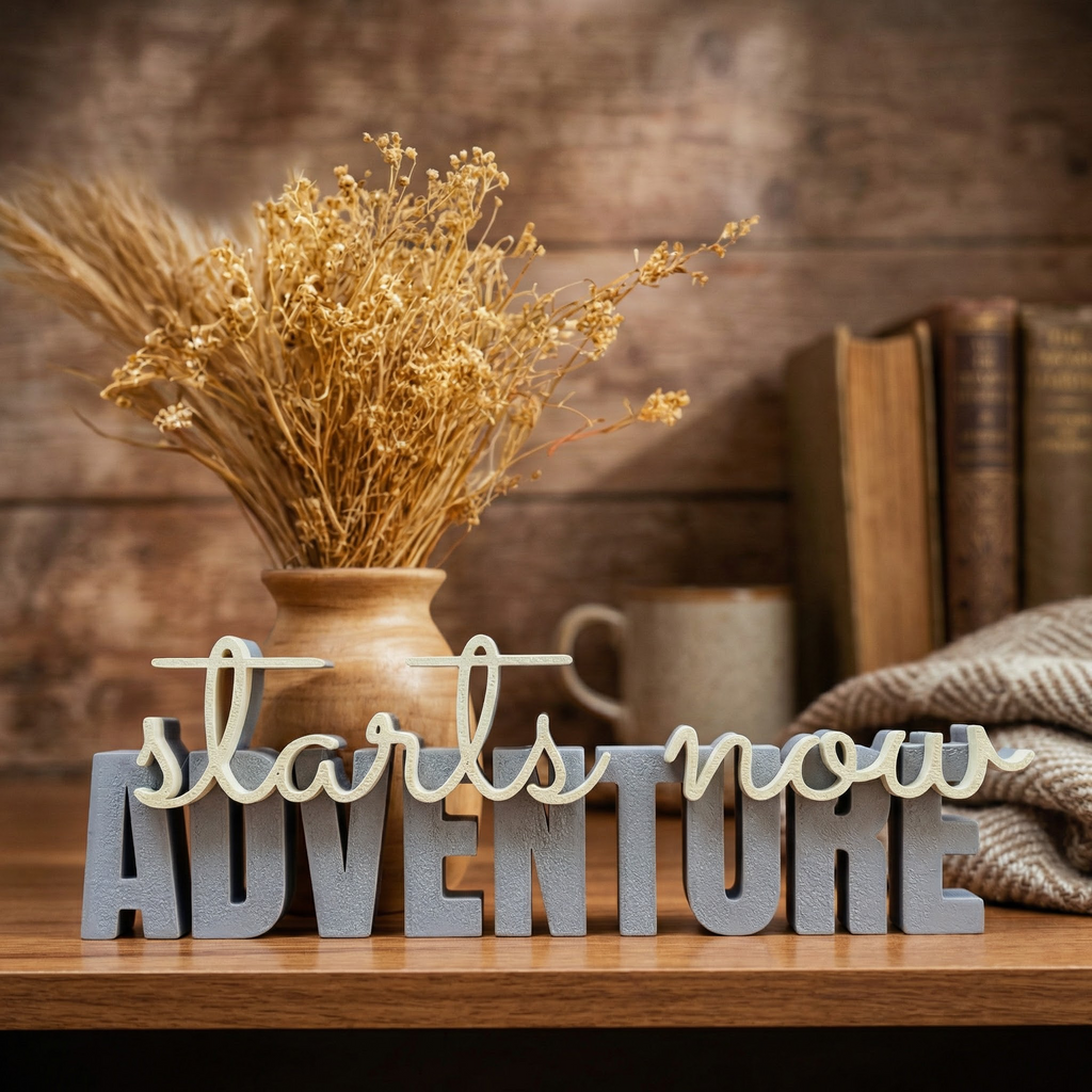 🌿 Starts now – ADVENTURE | Dekoschriftzug aus PLA+ – Dein Abenteuer beginnt jetzt