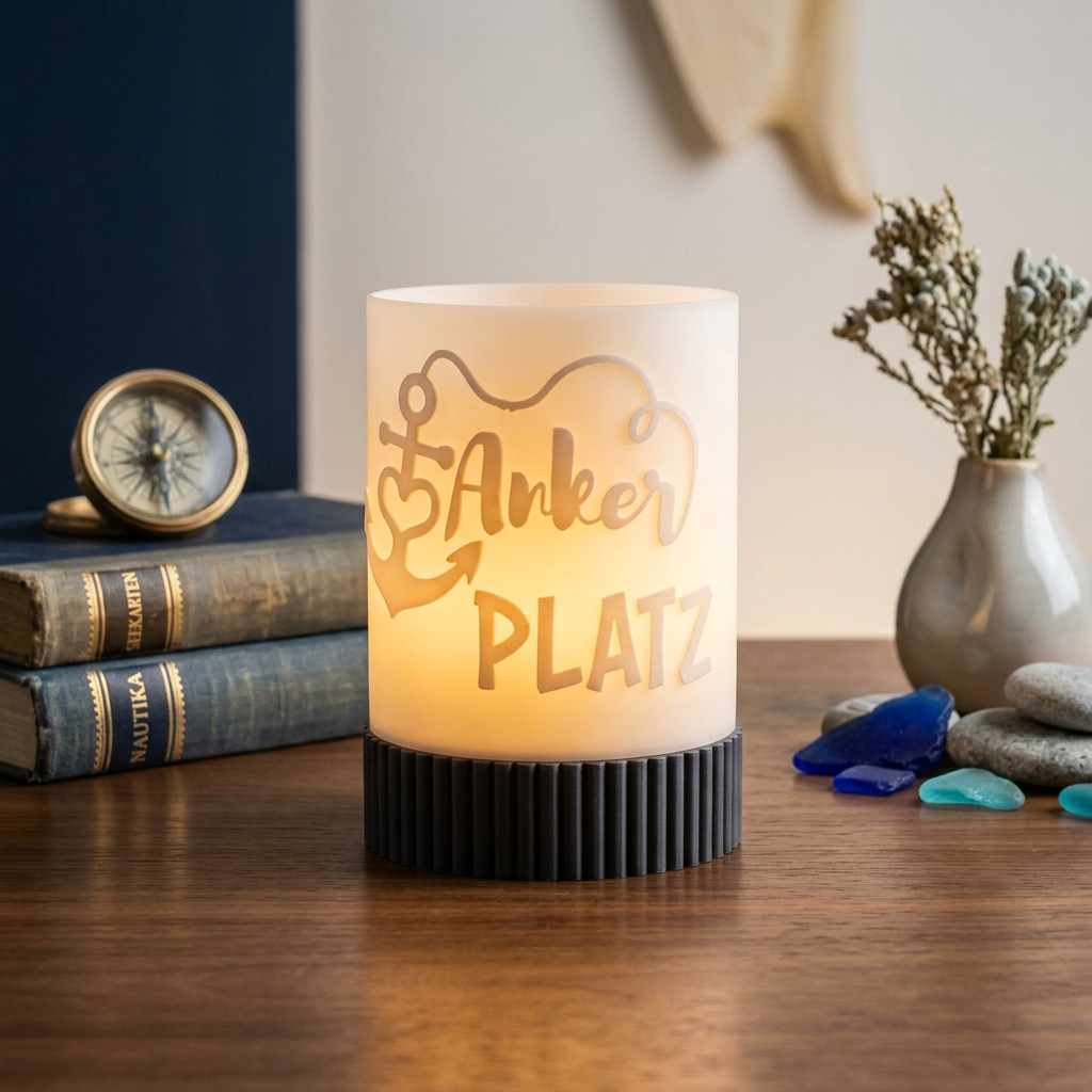Windlicht „Ankerplatz“ – Maritimes Deko Licht mit Herz