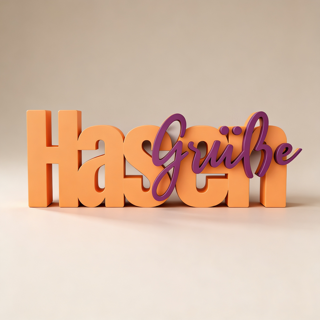 Hasen Grüße – dekorativer 3D-Schriftzug