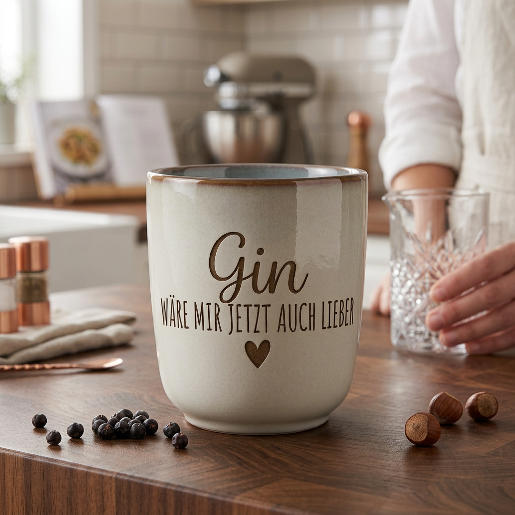 Keramikbecher „Gin wäre mir jetzt auch lieber“ – stilvoller Genussmoment