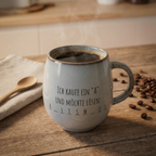 Statement-Tasse „Ich kaufe ein A – H_A_LTSMAUL“ | Lustige Keramiktasse mit Wortspiel