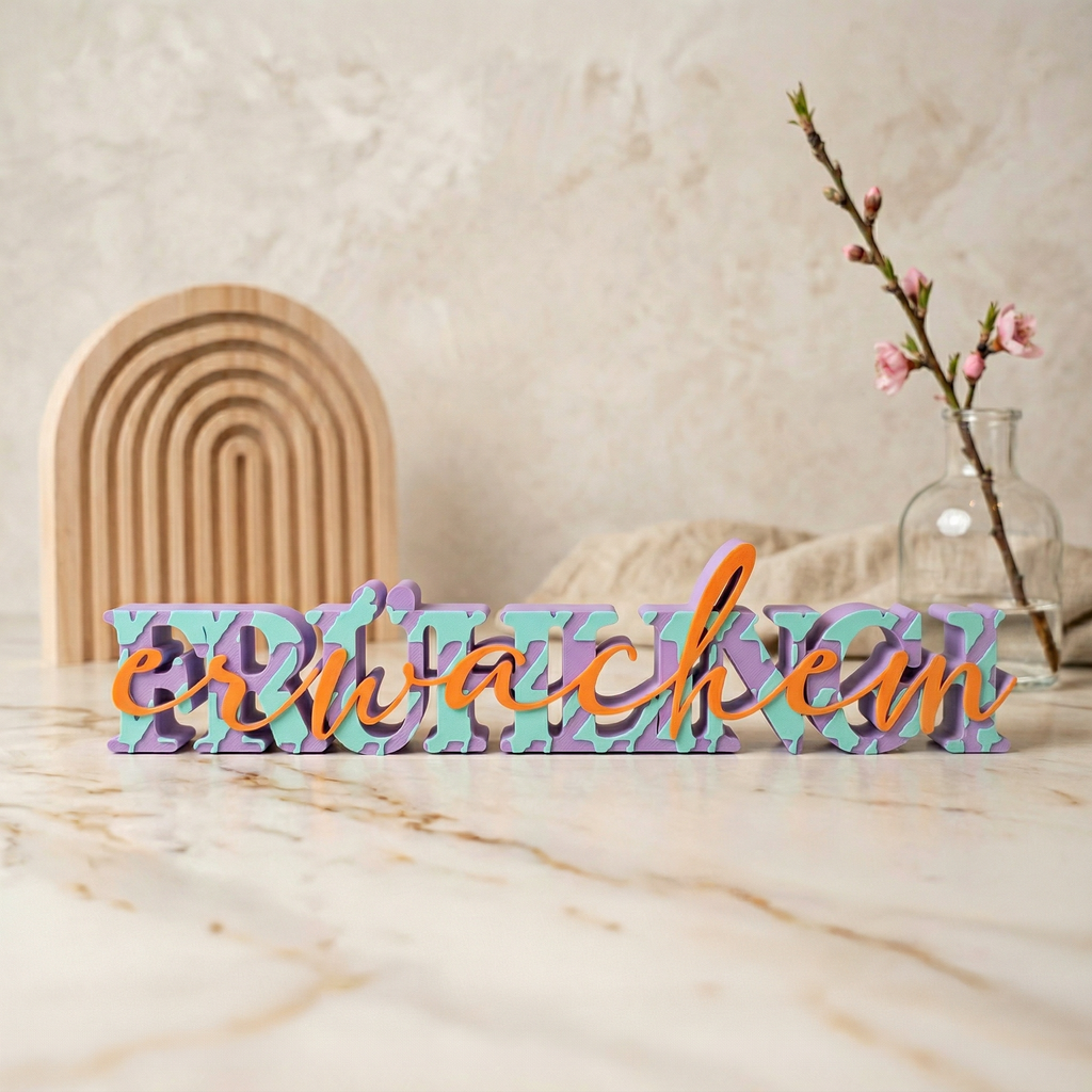 Frühlingserwachen – Dekorativer Schriftzug aus 3D-Druck
