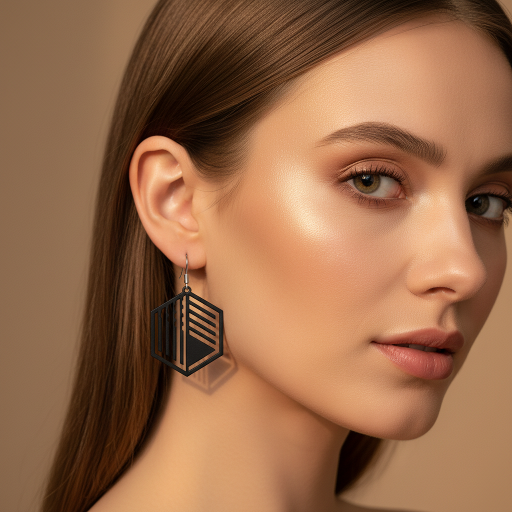 Abstrakte Hexagon-Ohrringe – Architektur trifft Schmuckdesign