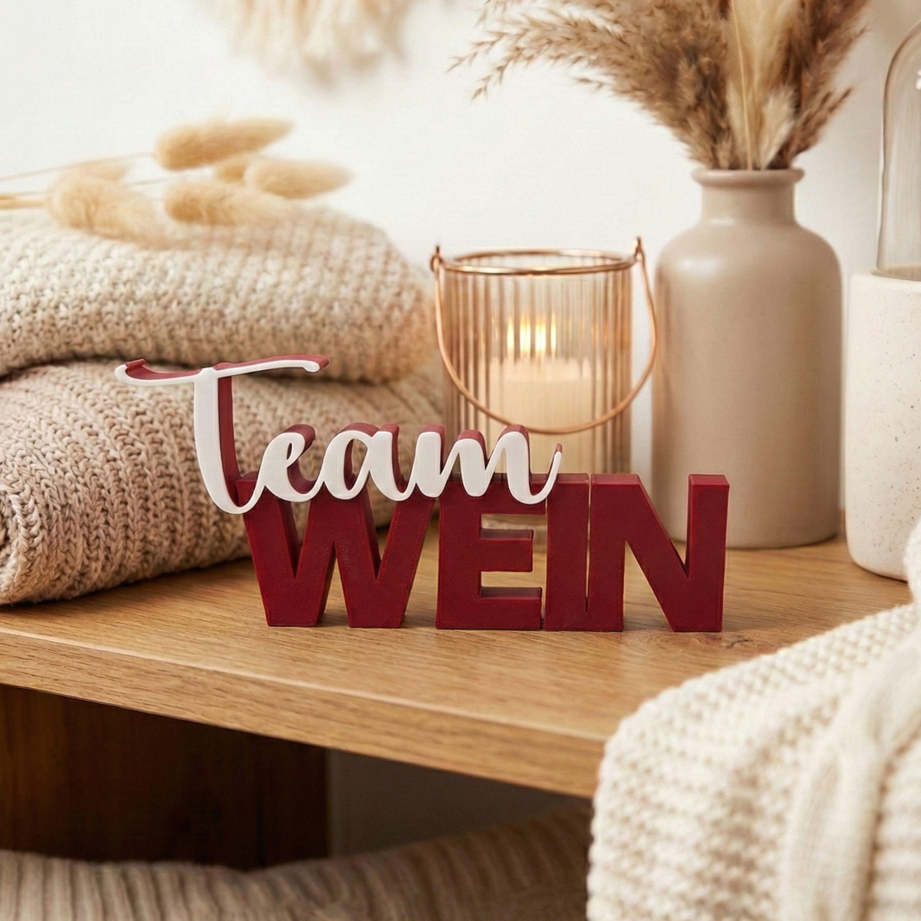 Team Wein – stilvoller Schriftzug für dein Zuhause