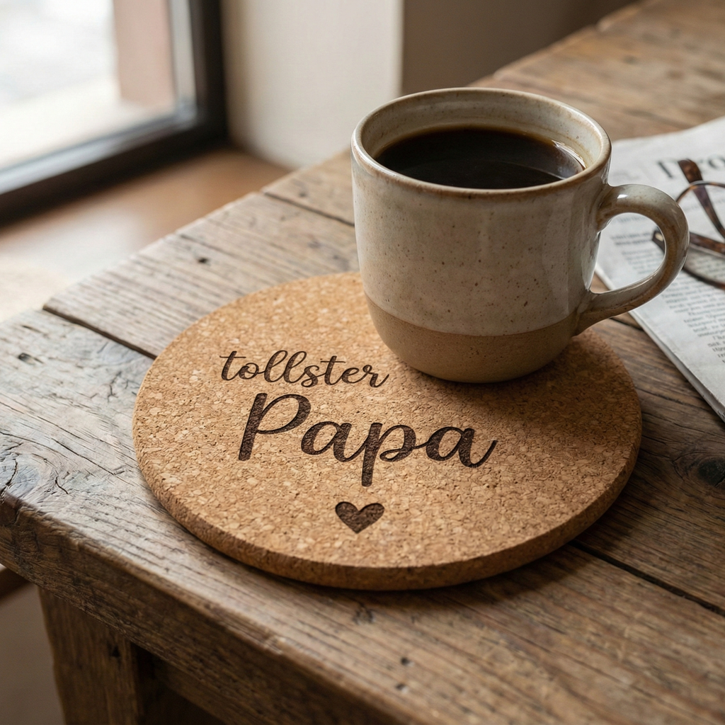 Tollster Papa - Kork-Untersetzer – natürlich & stilvoll