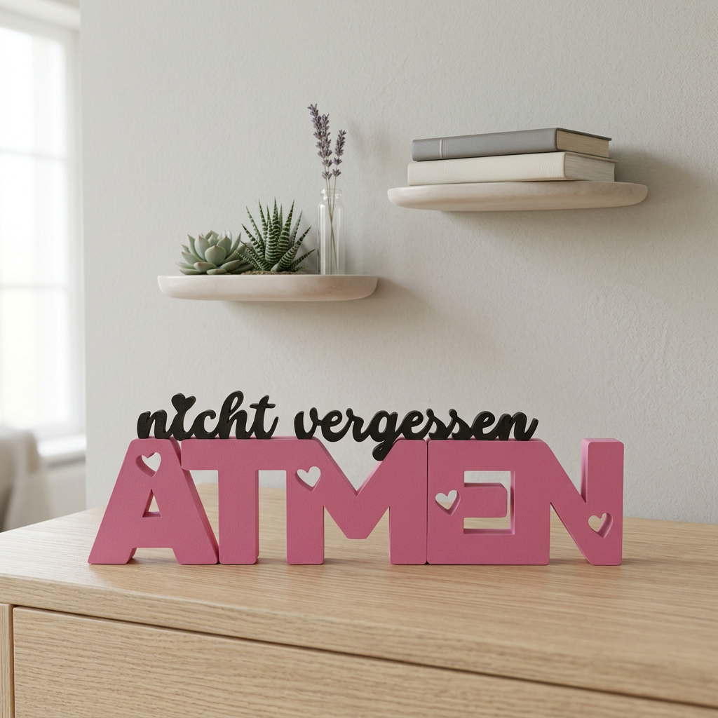 „Nicht vergessen: Atmen“ – Liebevolle Deko mit Herz