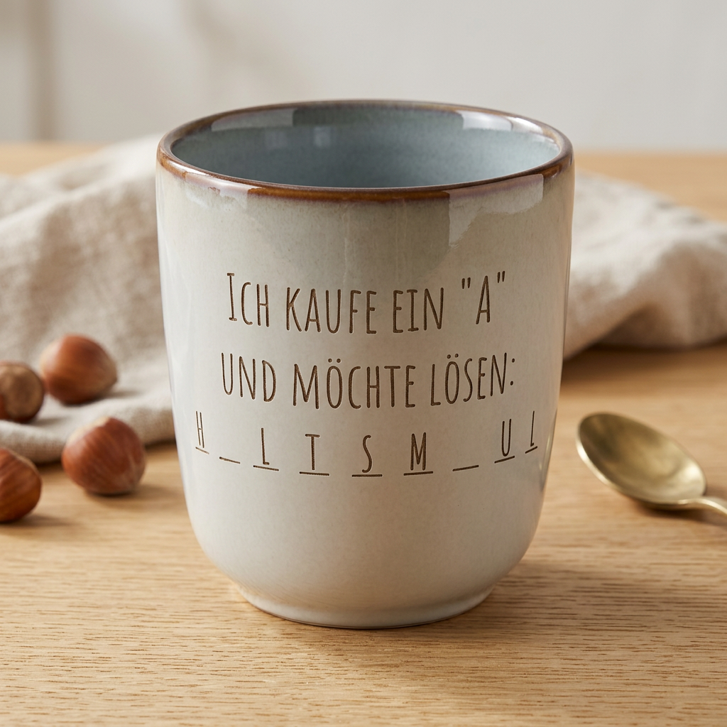 Becher „Ich kaufe ein A und möchte lösen“ – frecher Spruch