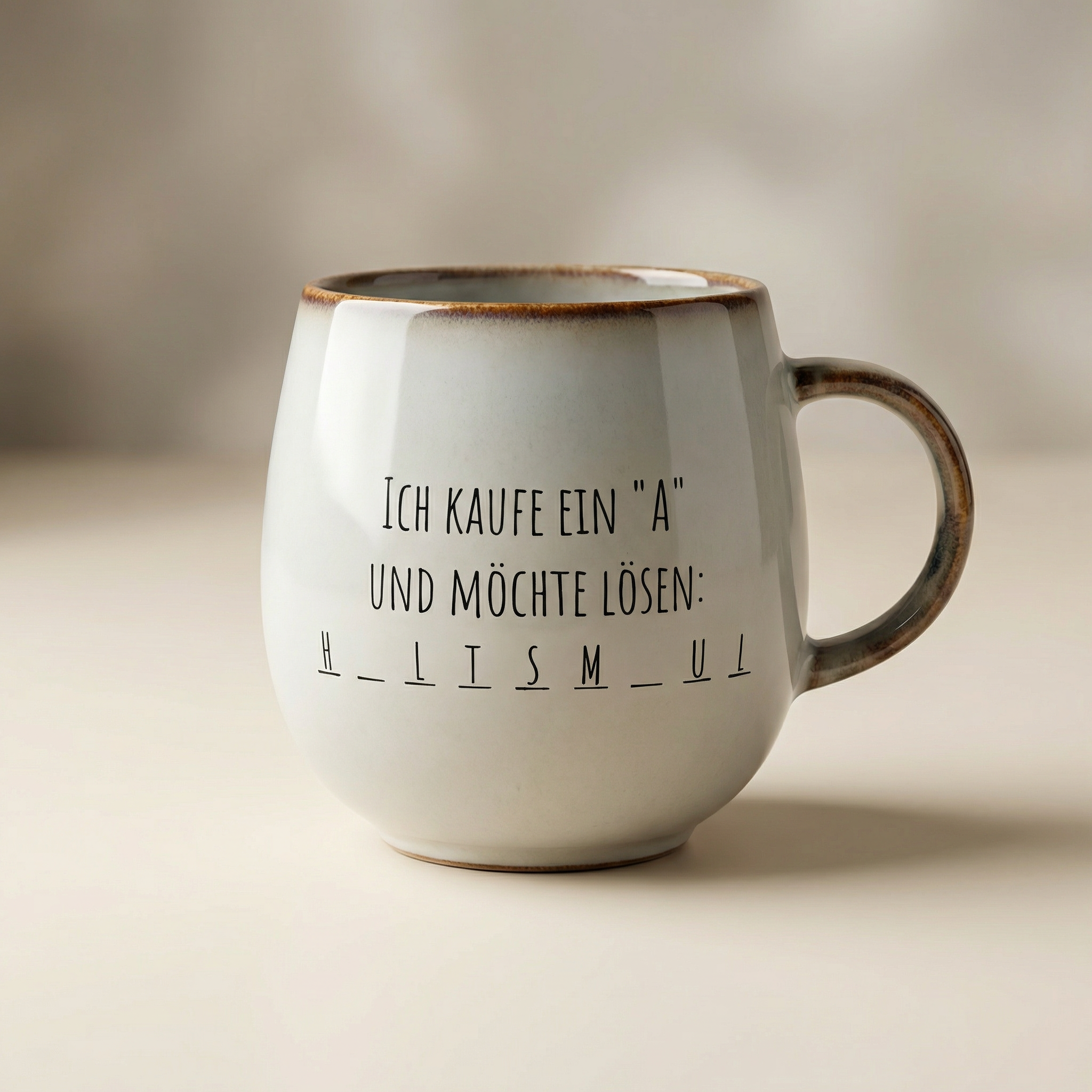 Statement-Tasse „Ich kaufe ein A – H_A_LTSMAUL“ | Lustige Keramiktasse mit Wortspiel
