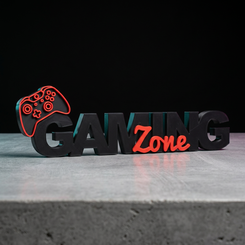 Gaming Zone – Moderner Deko-Schriftzug für Gamer & Gaming Setup