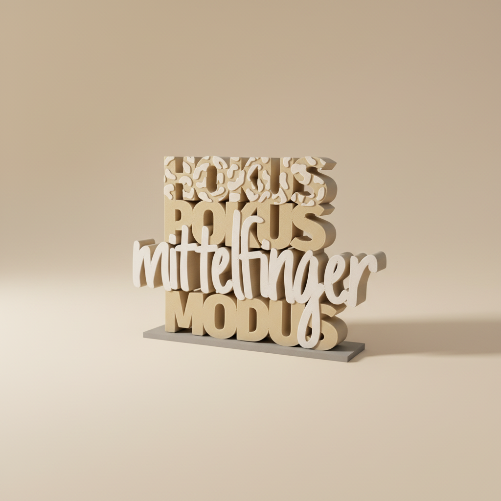 Hokus Pokus – Mittelfinger Modus | Moderner 3D-Deko-Schriftzug