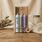 Kerzen-Set „Nimm dir, was du brauchst“ – Glücksbringer, Schokolade & Prosecco