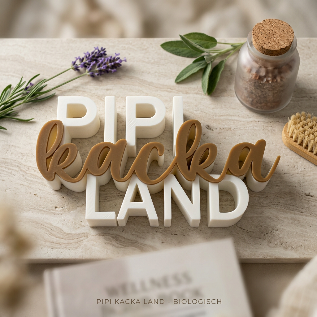 Pipi Kacka Land – Lustiger Badezimmer-Schriftzug als Deko