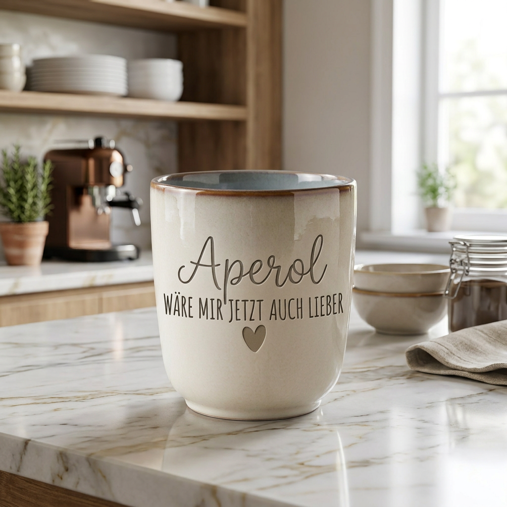Keramikbecher „Aperol wäre mir jetzt auch lieber“ – stilvoller Alltagsbegleiter