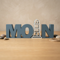 MOIN – Maritimer Dekoschriftzug mit Leuchtturm