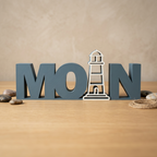 MOIN – Maritimer Dekoschriftzug mit Leuchtturm