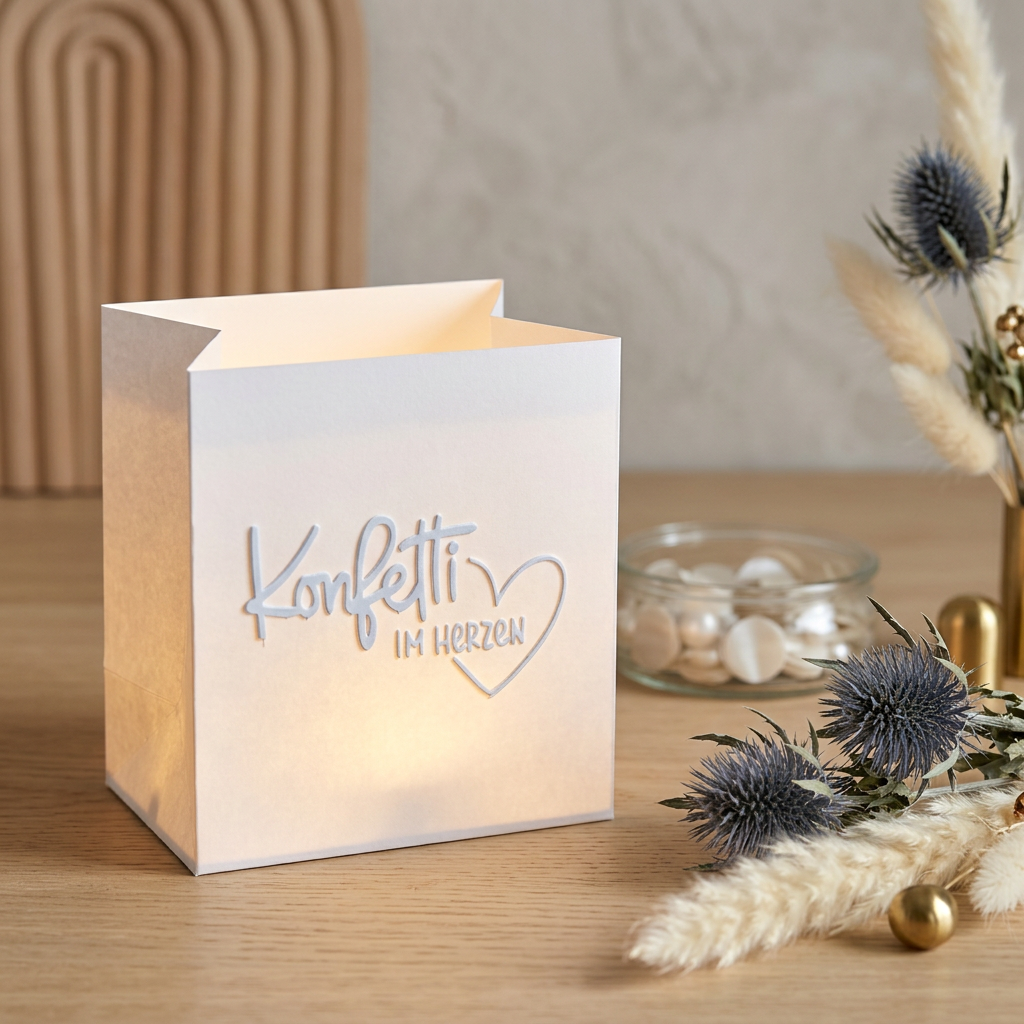 Konfetti im Herzen – Windlicht mit liebevoller Botschaft