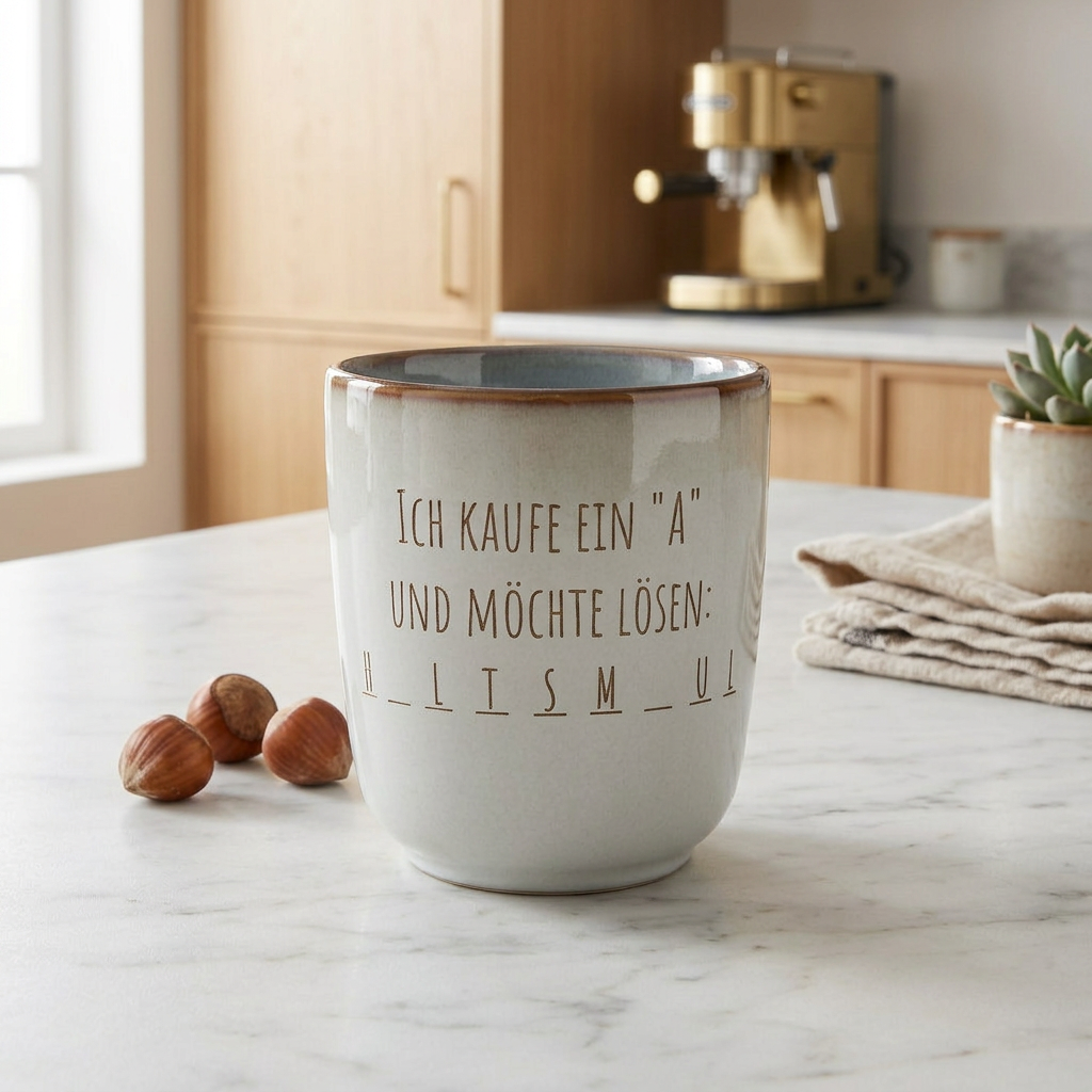 Becher „Ich kaufe ein A und möchte lösen“ – frecher Spruch