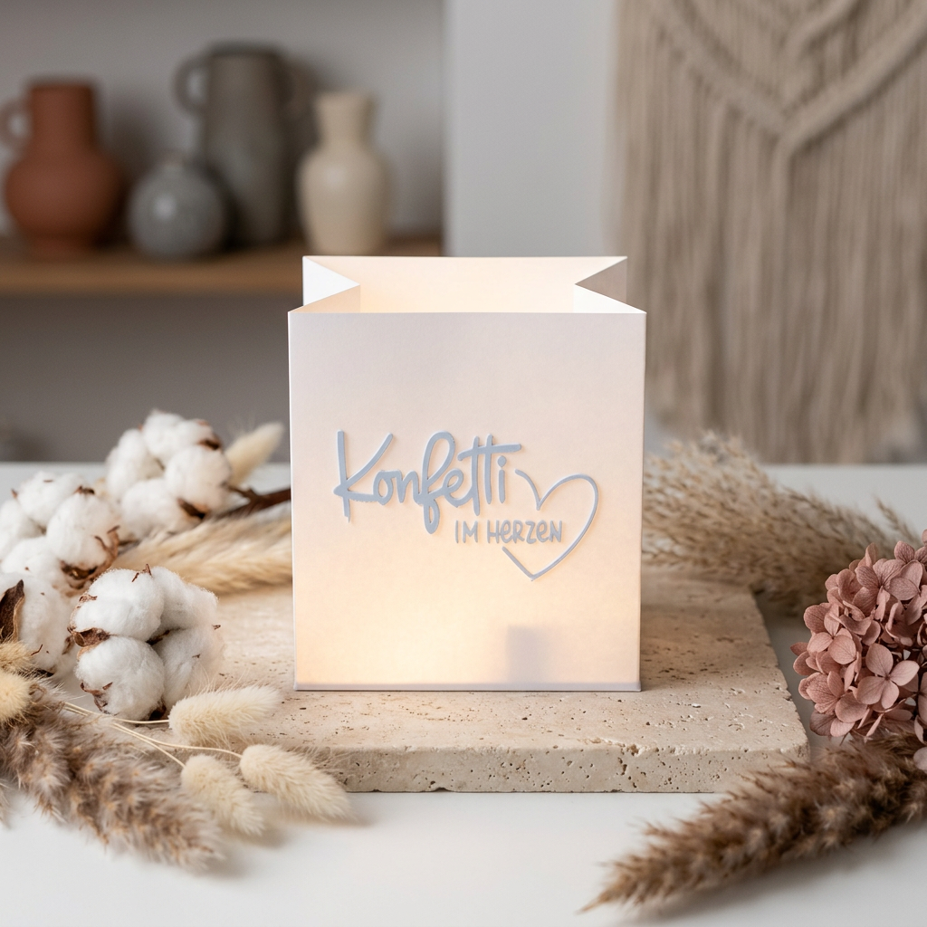 Konfetti im Herzen – Windlicht mit liebevoller Botschaft