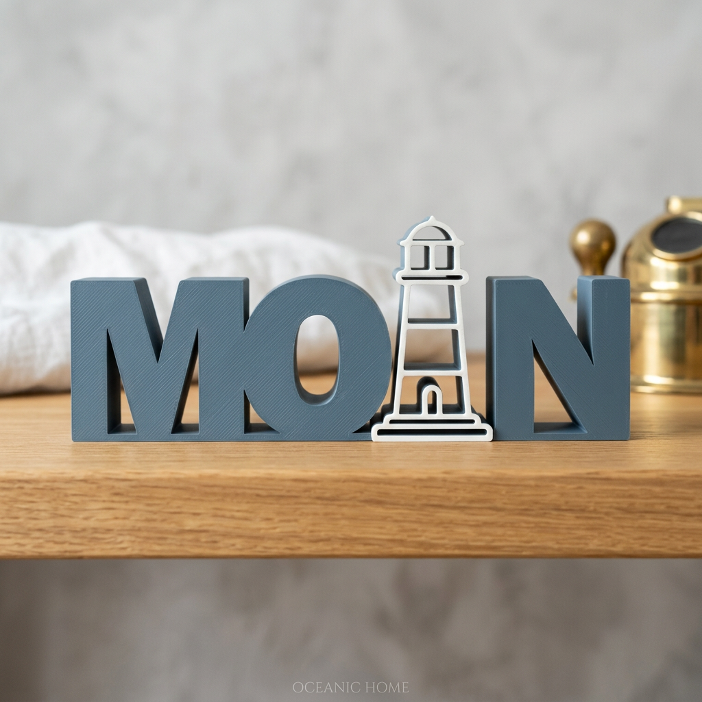 MOIN – Maritimer Dekoschriftzug mit Leuchtturm