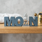 MOIN – Maritimer Dekoschriftzug mit Leuchtturm