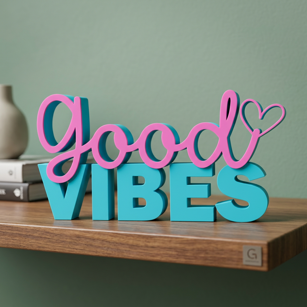 Good Vibes – Dekorativer Motivations-Schriftzug mit Herz