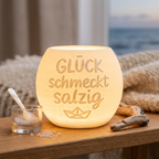 Windlicht „Glück schmeckt salzig“ – Maritimes Gefühl für dein Zuhause