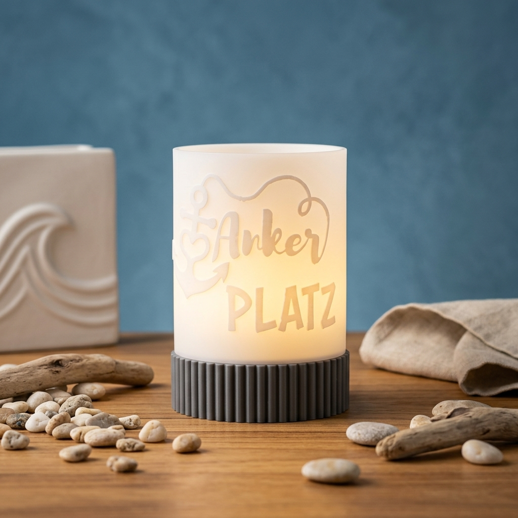 Windlicht „Ankerplatz“ – Maritimes Deko Licht mit Herz