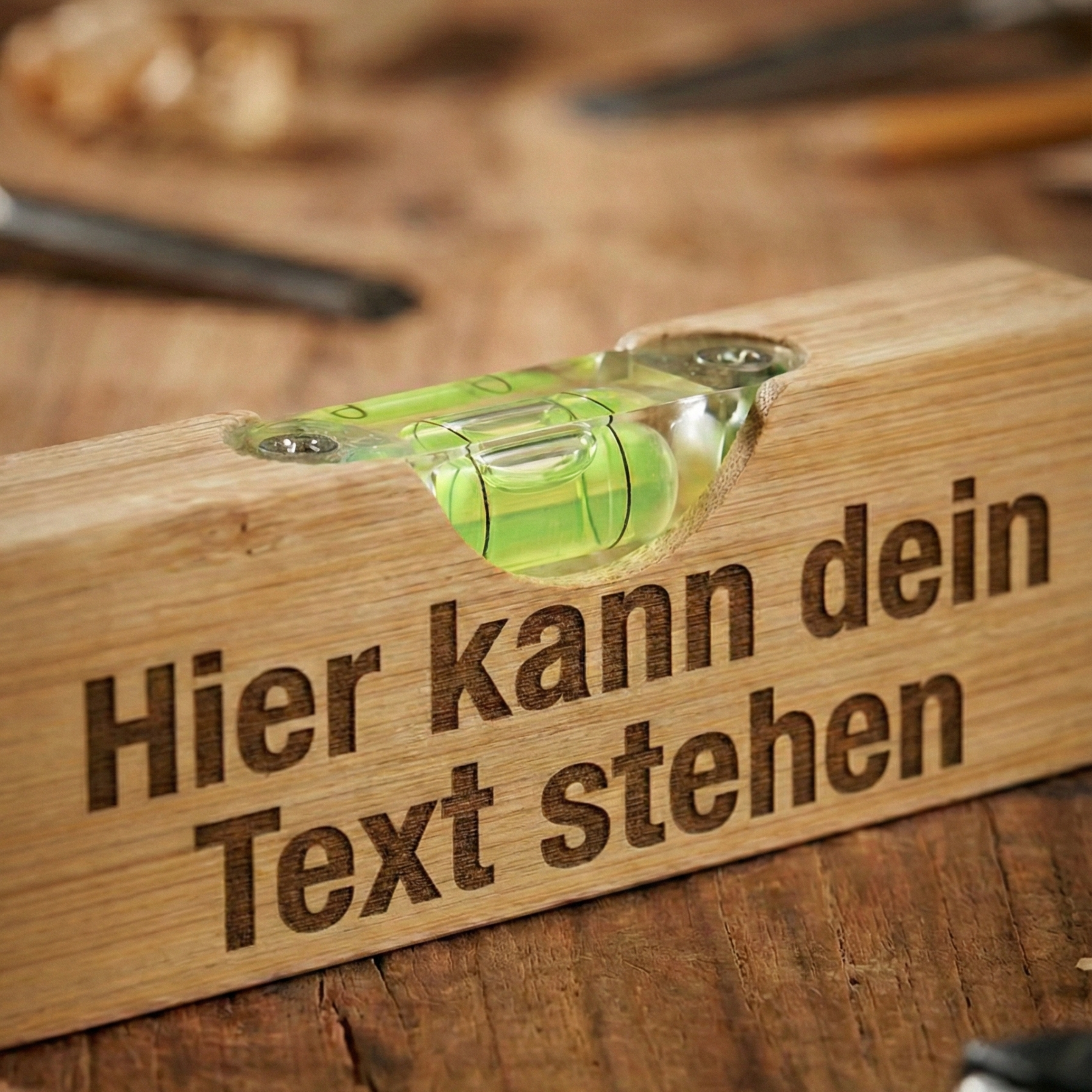 Personalisierte Wasserwaage aus Holz mit Gravur & Flaschenöffner