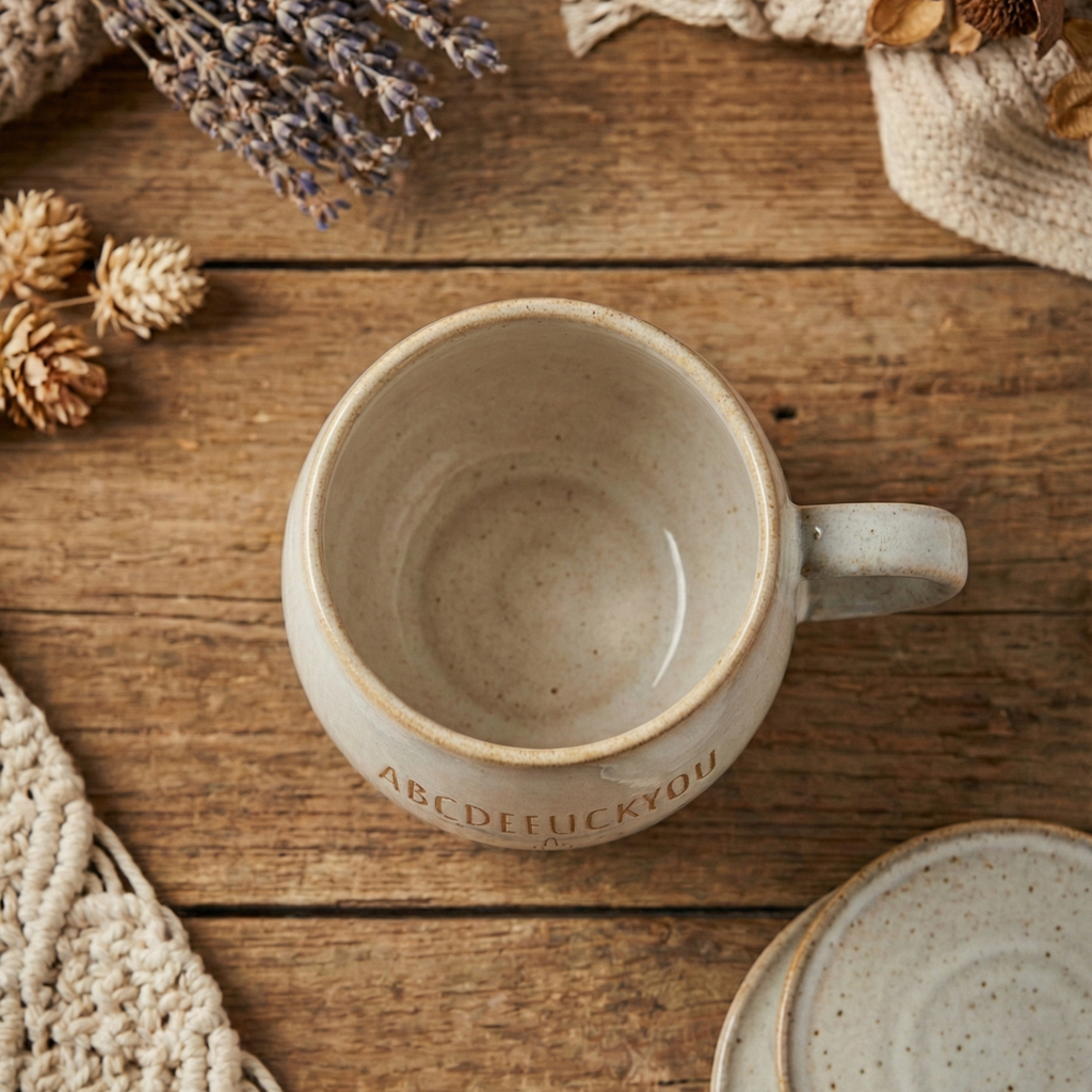 Statement-Tasse „ABCDEFUCKYOU“ – freche Keramiktasse mit Mittelfinger für alle, die Klartext lieben