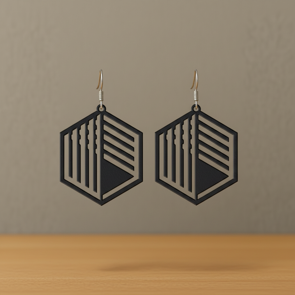 Abstrakte Hexagon-Ohrringe – Architektur trifft Schmuckdesign