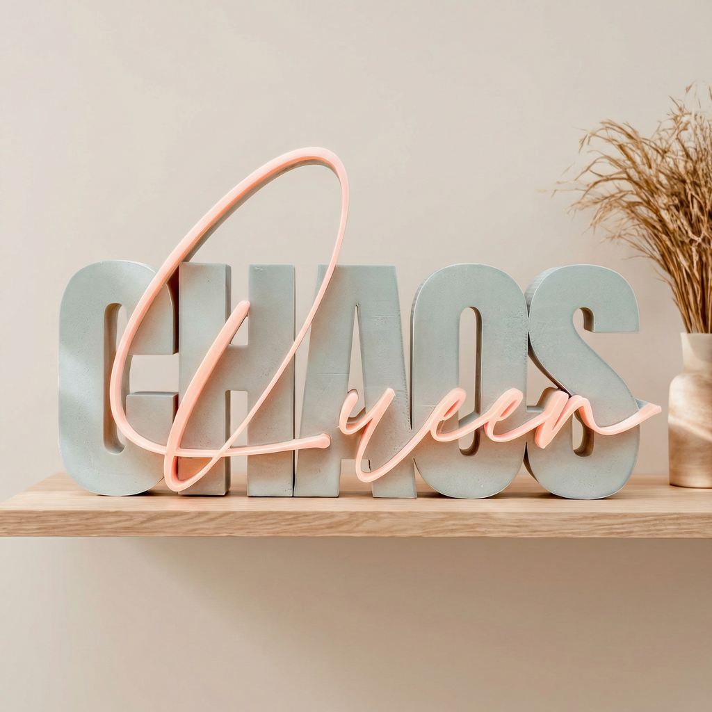 ✨ CHAOS Queen – Stylischer Deko-Schriftzug für echte Powerfrauen