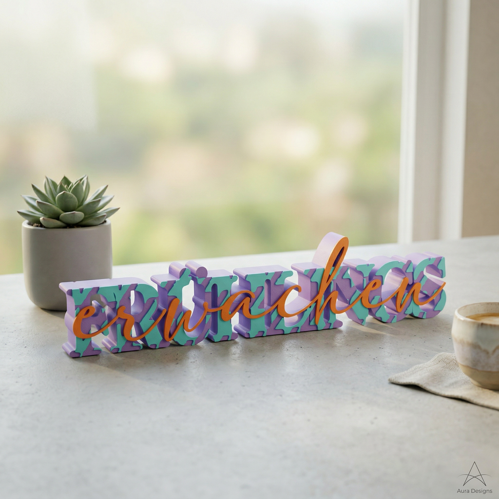 Frühlingserwachen – Dekorativer Schriftzug aus 3D-Druck