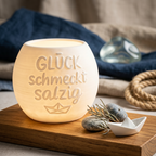 Windlicht „Glück schmeckt salzig“ – Maritimes Gefühl für dein Zuhause