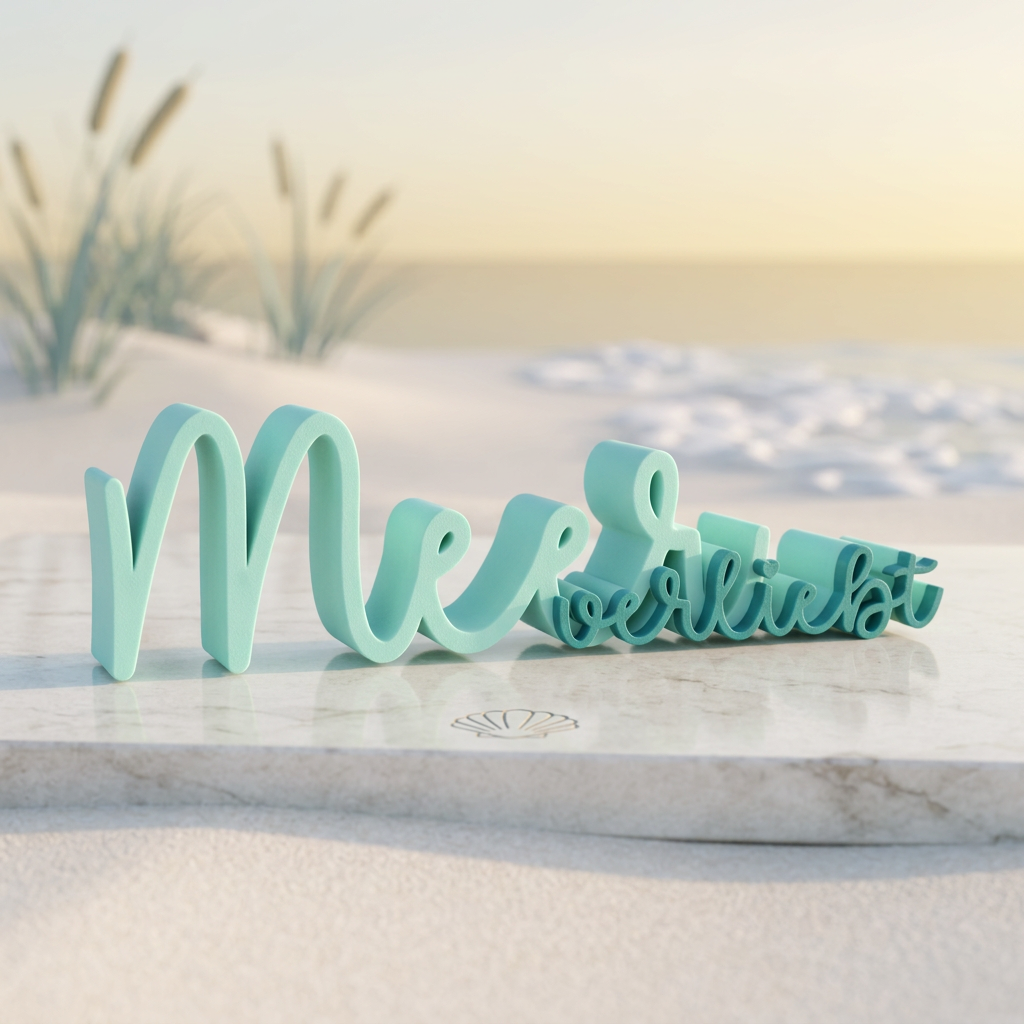 Meer verliebt – Maritimer Dekoschriftzug im Strand-Design
