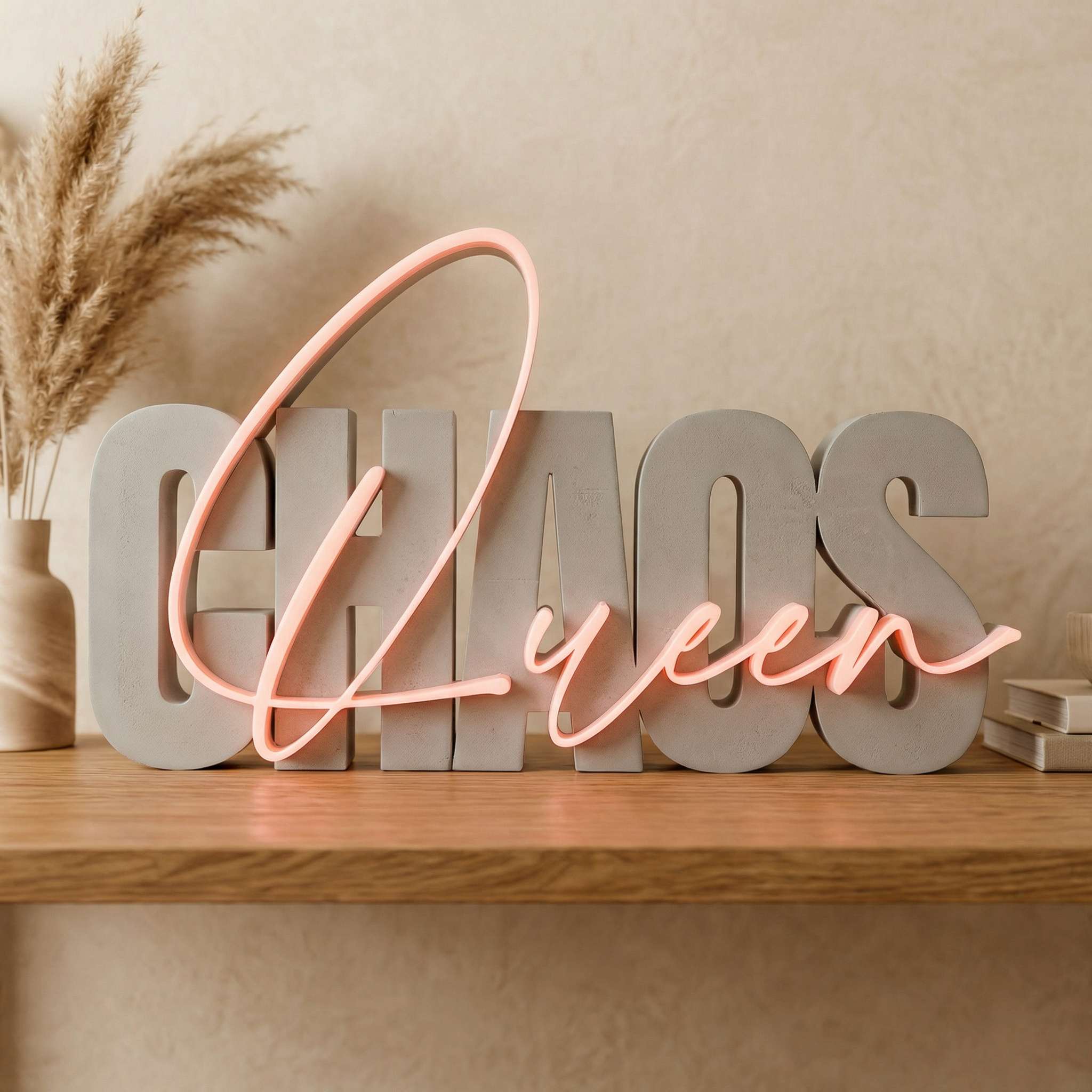 ✨ CHAOS Queen – Stylischer Deko-Schriftzug für echte Powerfrauen