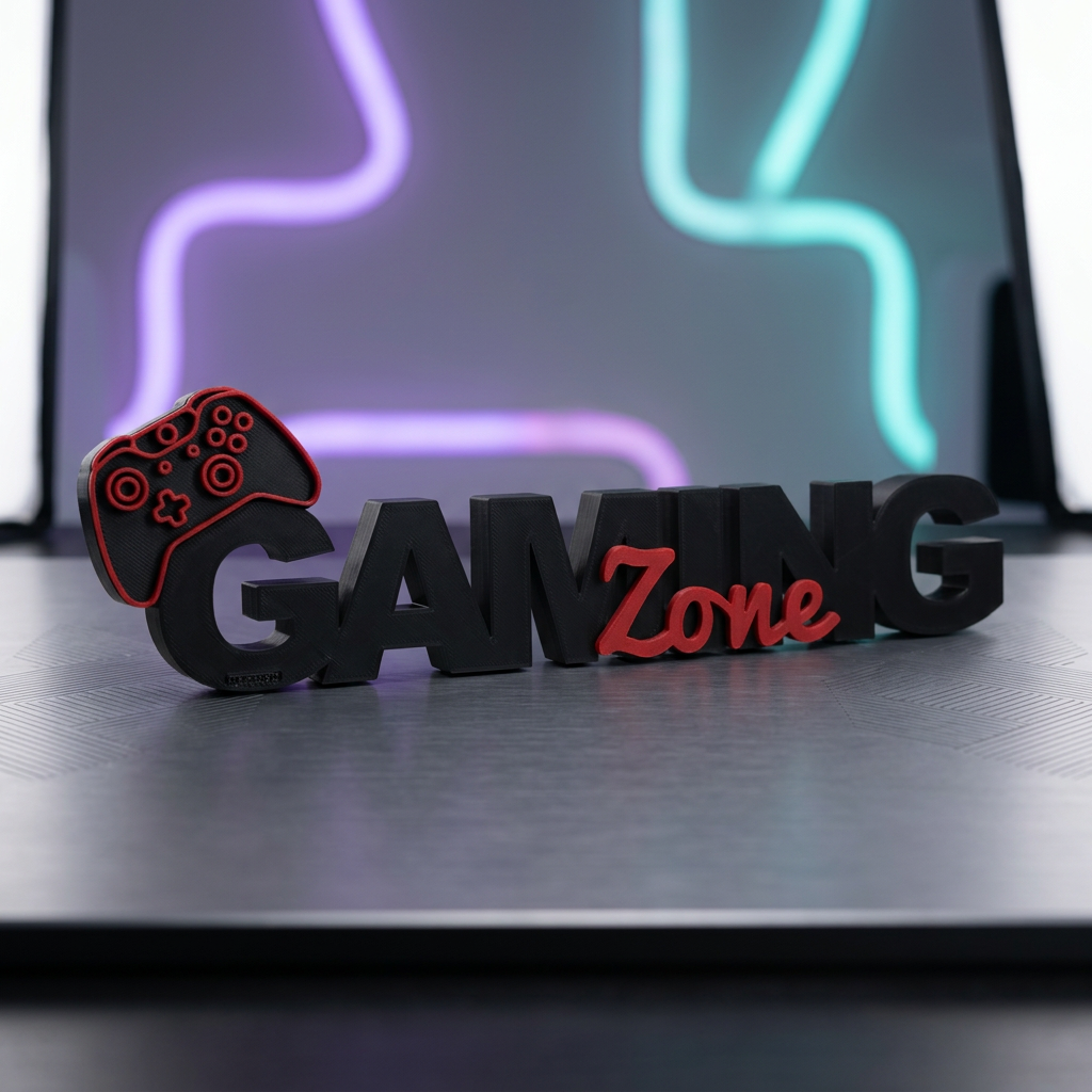 Gaming Zone – Moderner Deko-Schriftzug für Gamer & Gaming Setup