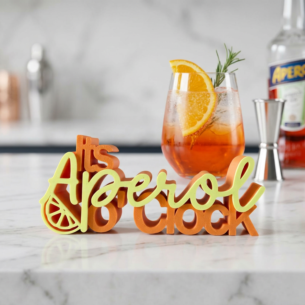 It’s Aperol O’Clock – Dekorativer Schriftzug für Aperol-Fans