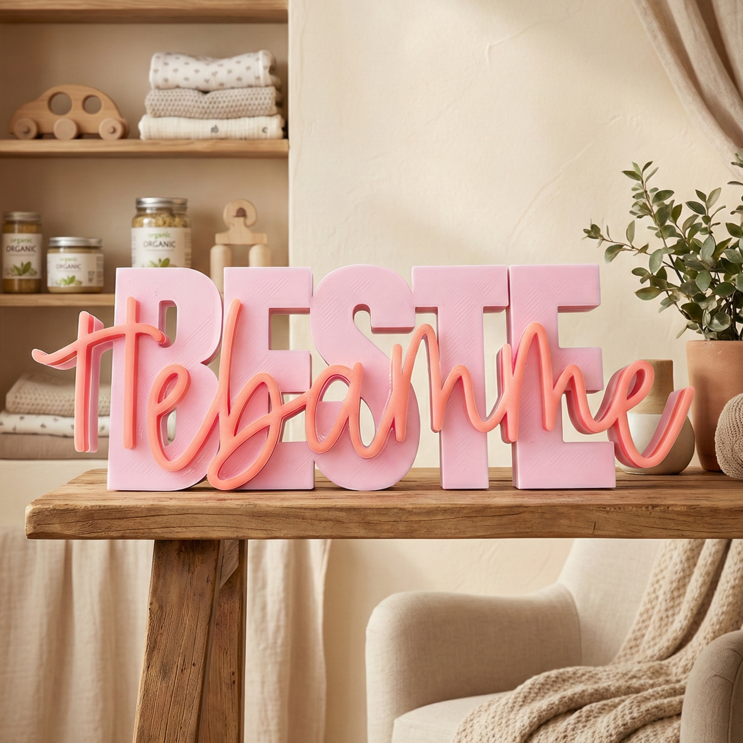 Beste Hebamme – Liebevoller Deko-Schriftzug als besonderes Dankeschön