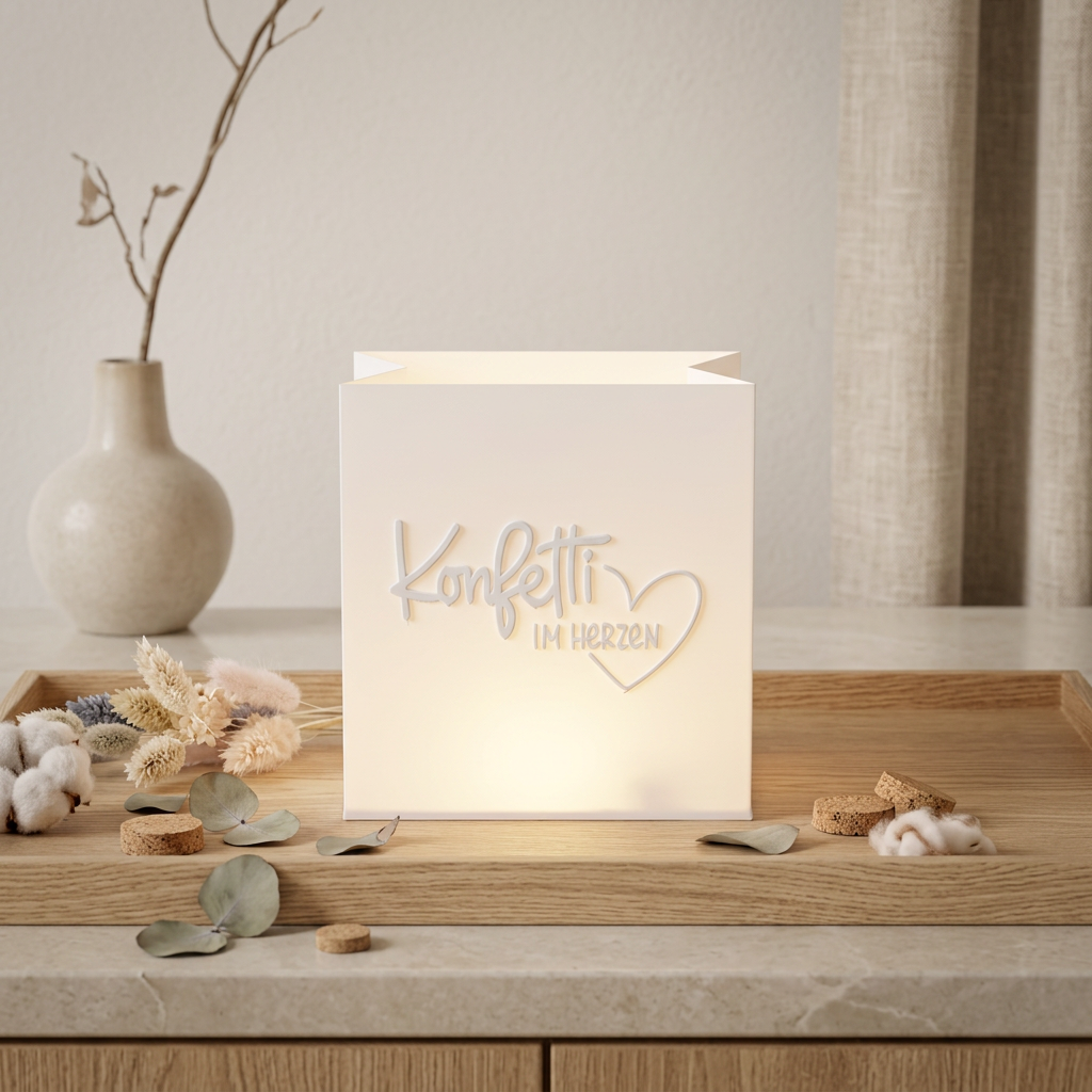 Konfetti im Herzen – Windlicht mit liebevoller Botschaft