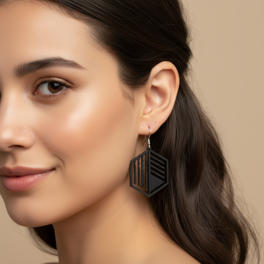 Abstrakte Hexagon-Ohrringe – Architektur trifft Schmuckdesign