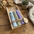 Kerzen-Set „Nimm dir, was du brauchst“ – Glücksbringer, Schokolade & Prosecco