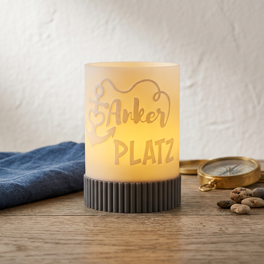 Windlicht „Ankerplatz“ – Maritimes Deko Licht mit Herz