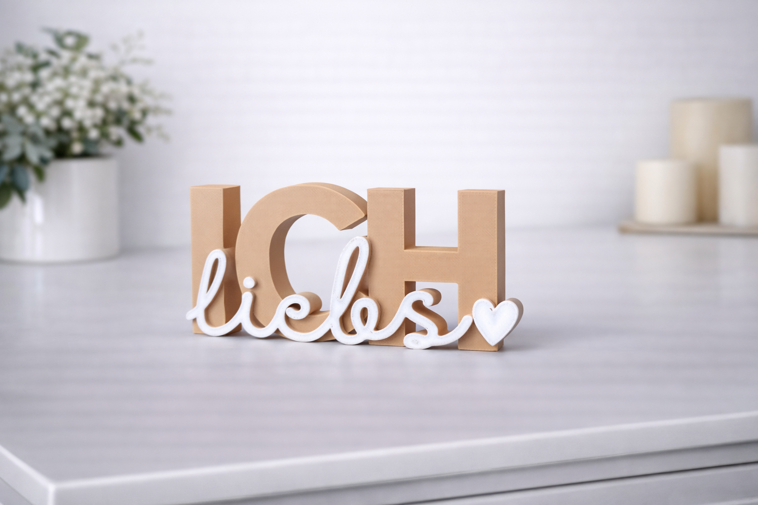 „Ich lieb’s“ – Dekorativer Schriftzug